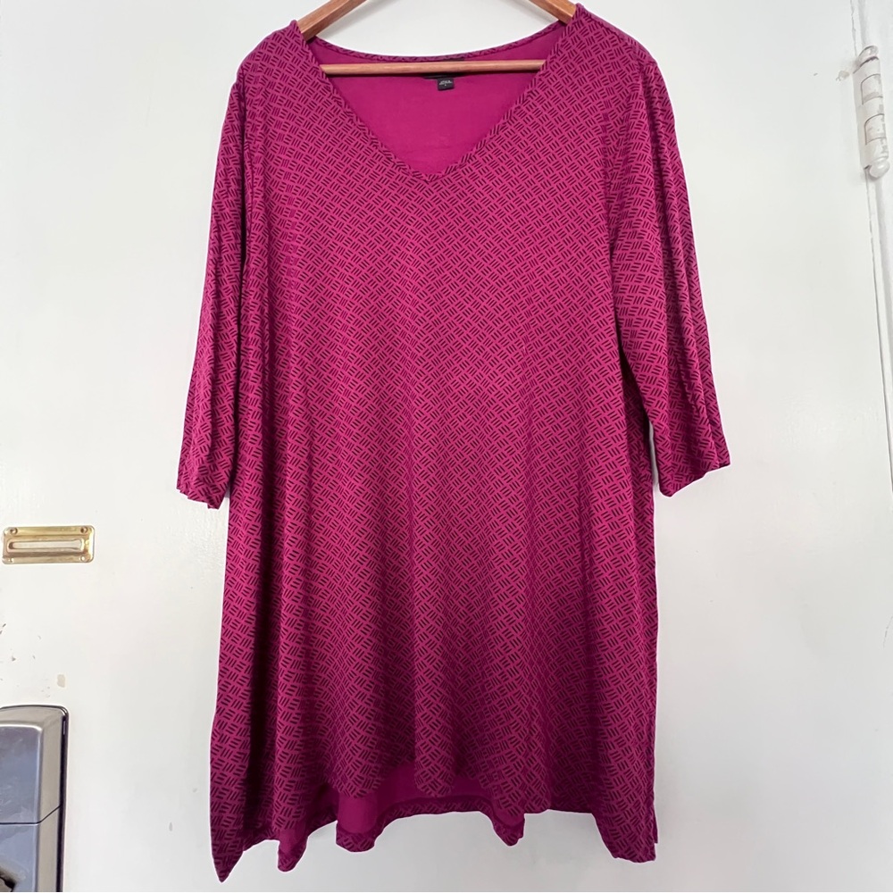 J.Jill Wearever Collection Purple Tunic Top Size LARGE side slit comfy boho